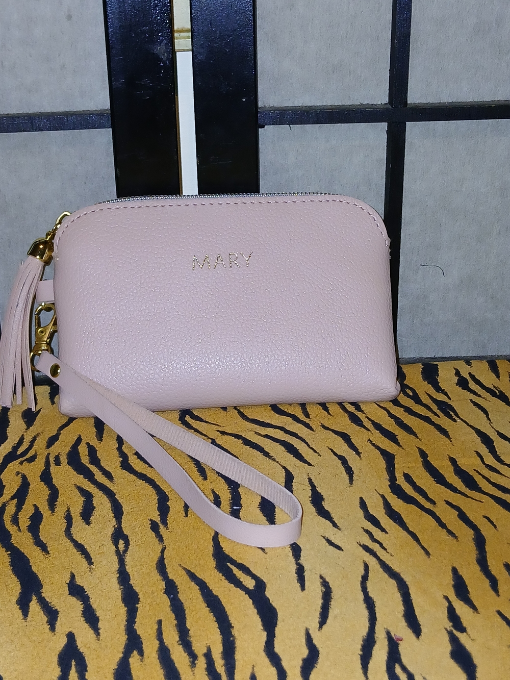 Blush Pink Leather Wristlet Clutch